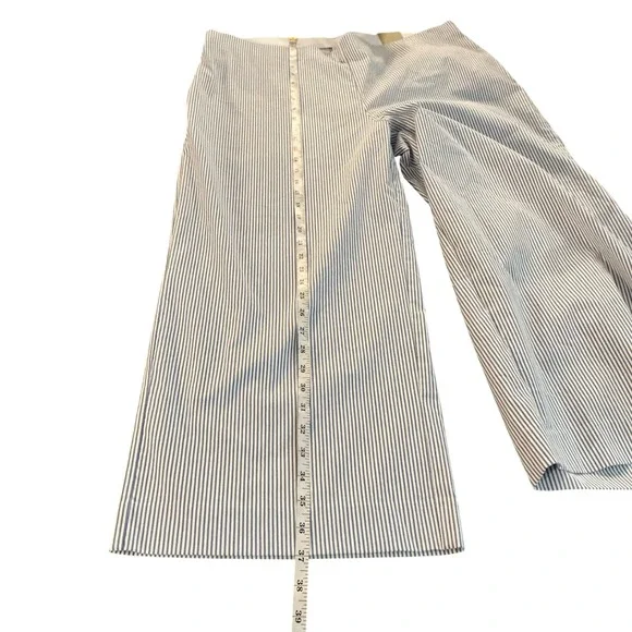Chicos Perfect Stretch Wide Crop Pants Blue White Stripe Size 3 US 16 NEW - Picture 2 of 8